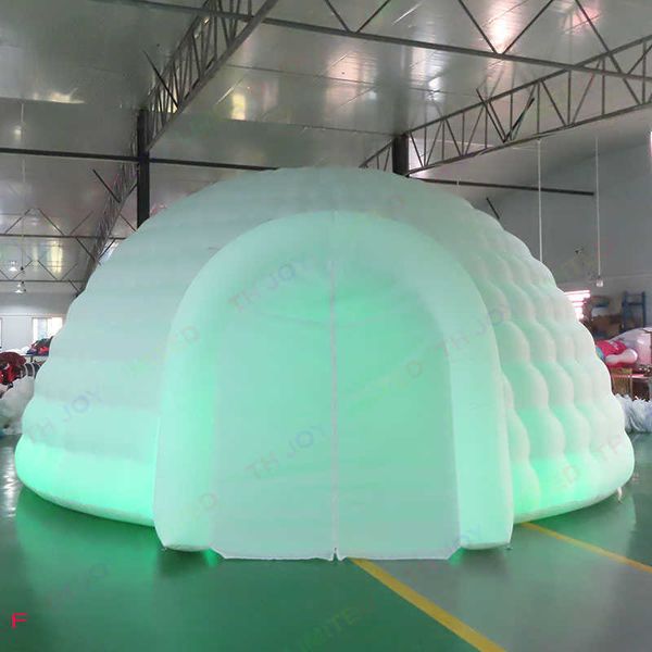 Actividades al aire libre 5m 8m Carpa inflable blanca para fiestas con cúpula de iglú con luz LED Taller de estructura para eventos, fiestas, bodas y exposiciones