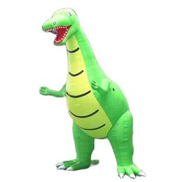 Outdoor activiteiten 5mH groen opblaasbaar dinosaurusmodel gigantisch Jurassic Cartoon dier ballon speelgoed voor themapark decoratie