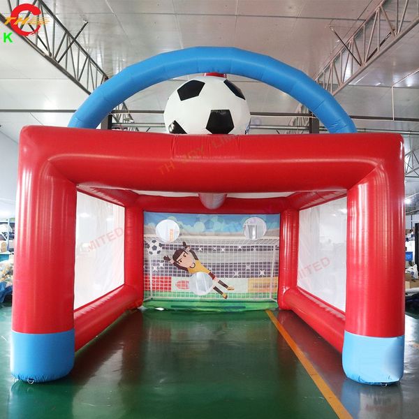 Actividades al aire libre 5mLx4mWx4mH (16,5x13,2x13,2 pies) con 6 bolas juego deportivo objetivo de fútbol inflable tiro poste de portería inflable a la venta