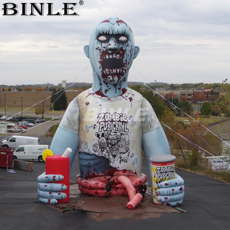 Açık hava aktiviteleri 6m/8m kanlı açık karakterler dev şişme Cadılar Bayramı zombi reklam için