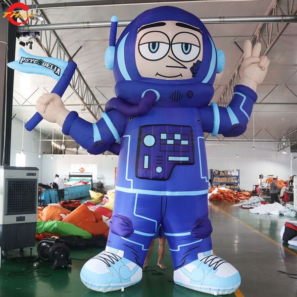 Actividades al aire libre 8 m 26 pies astronauta inflable azul con gafas modelo de astronauta inflable de dibujos animados con soplador de aire a la venta