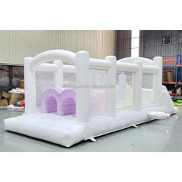 Parcours d'obstacles gonflable blanc 8x2.5m pour activités de plein air, château gonflable personnalisé avec jouets d'obstacle