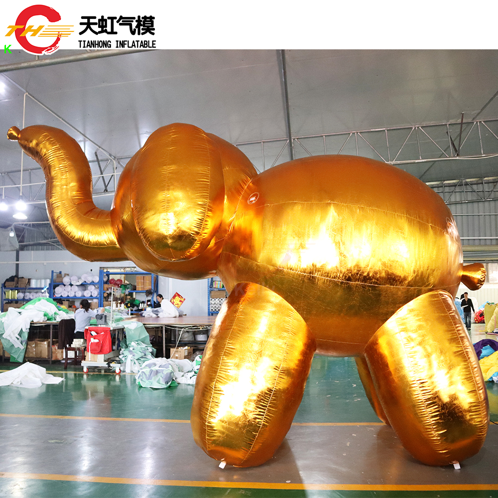 Açık hava aktiviteleri ücretsiz kapı gemisi 10ft altın şişirme fil modeli, dekorasyon reklamı için hayvan balonunu patlatır
