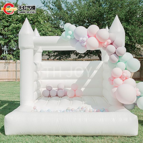 Activités de plein air Kids Mini Bouncer Blanc Bounce House avec Pit Pool Ball Pool Pink Bouncy Bouncy Castle