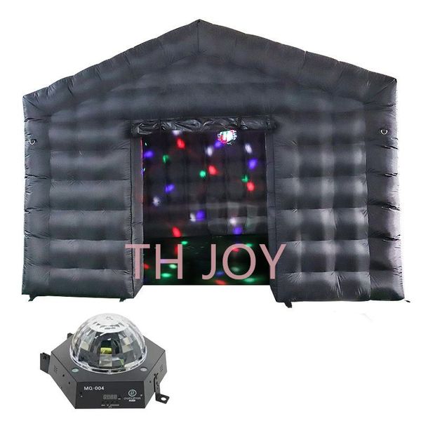 Activités de plein air Large Black Disco Poliflable Club Mariage Tent d'événement Salle Big Mobile Portable Nightclub Party Cube avec Light01