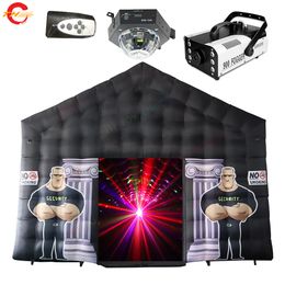 Outdoor Activiteiten Mobiel Portable Commercial Black Led Disco Lighting Night Club Tent opblaasbare kubus feesttent te koop