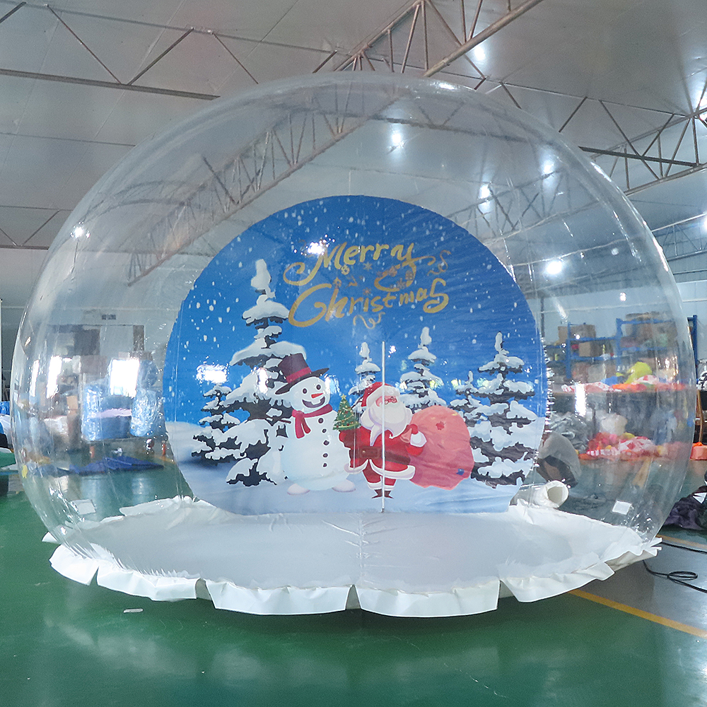 buitenactiviteiten foto's maken Transparante opblaasbare koepel-bubbeltent Kerst opblaasbare sneeuwbol met tunnel-bubbelhuis