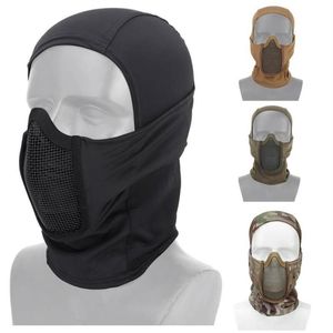 Outdoor Airsoft Tactische Masker Kap Schieten Gezicht Bescherming Gear Metalen Staal Gaas Half Gezicht NO0301681744732080