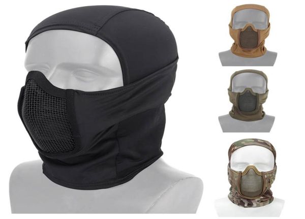 Máscara táctica Airsoft para exteriores, capucha para disparar, equipo de protección facial, malla de alambre de acero y Metal, media cara NO030162848661