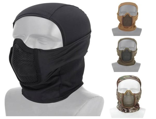 Máscara táctica Airsoft para exteriores, capucha para disparar, equipo de protección facial, malla de alambre de acero y Metal, media cara NO030163150820