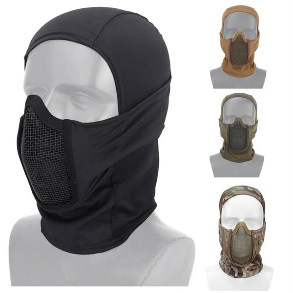Máscara tática de airsoft para uso externo, equipamento de proteção facial para tiro, metal, aço, malha de arame, metade do rosto NO03-016256F