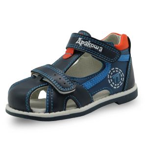 Outdoor Apakowa 2019 zomer kinderschoenen merk gesloten teen peuter jongens sandalen orthopedische sport pu leer baby jongens sandalen schoenen