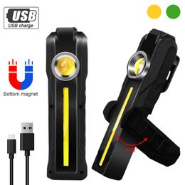 Reparación de automóviles al aire libre LED COB Linternas Lámpara de trabajo Reparación de luz súper brillante Coche Carga USB Iluminación Linterna con imán de gancho