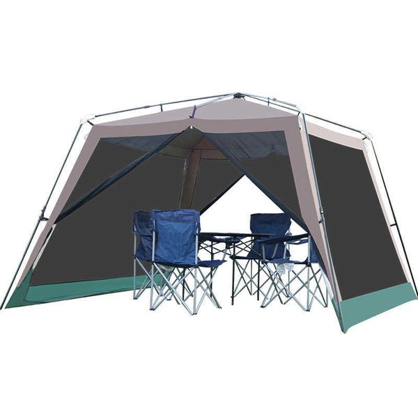 En plein air automatique étanche Canopy Rehausser les tentes Camping en plein air Auvent Moustiquaire Barbecue Plage Aluminium Pole Sun Shelter Y0706