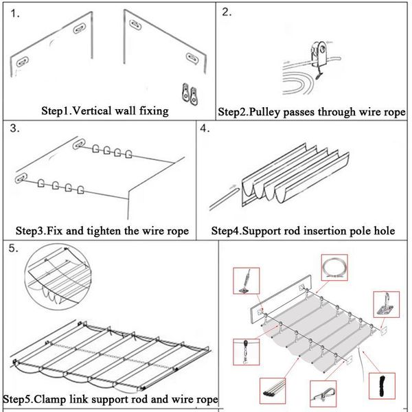 Auvent extérieur télescopique Sunshade Net Terrace Sun Sun Courtyard Pergola Sun Shade Net Retractable Piscine Piscine Shading Sail