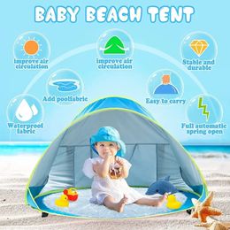 Tente de plage pour bébé en plein air Pop Up Portable ombre piscine Protection UV abri solaire pour enfant en bas âge jouets de jeu d'eau maison tente jouets 240110