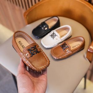 Outdoor babyjongen lederen schoenen peuters kinderen flats instapper mode kinderen loafers jongens feest trouwschoenen mocassins metaal zacht