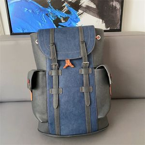 Buiten Backpack Designer Laptop Backpacks For Men 5A-hoge kwaliteit Lederen blauwe Backpack Gedrukte computerzak Classic Trekking Bags Bookbag