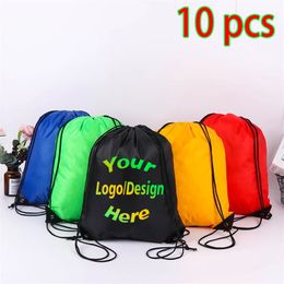 Bolsas al aire libre 10 PCS Bolsa personalizada Impresión Schoolbag Promocional Casual Gimnasio Deporte Impermeable Fútbol Mochila con cordón 231121