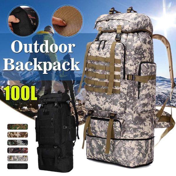 Bolsas para exteriores, mochilas de 100L, mochila táctica impermeable de tela Oxford, deportes, Camping, senderismo, pesca, caza, bolsas 1