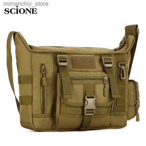 Outdoortassen 14 inch Tactische Sling Bag Militair Heren A4 Document Molle Messenger Sport Crosscody Bags Sling Laptop Schoudertas XA458WA Q231028