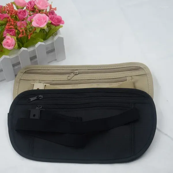 Bolsas al aire libre 1 unid multifuncional útil pasaporte de viaje dinero impermeable cinturón bolsa de almacenamiento tela delgada seguridad secreta billetera oculta
