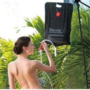 Sacs de plein air 20 / 40L Camping Douche Sac Pliable Énergie solaire chauffée PVC Stockage d'eau pour randonnée Voyage Noir