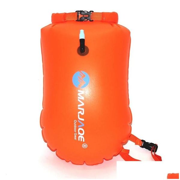 Bolsas al aire libre 20L Seguridad inflable Natación Bouy Impermeable Resistente al agua Bolsa seca Saco Paquete de almacenamiento Flotante Snorkel Kayak Ca OTR3H