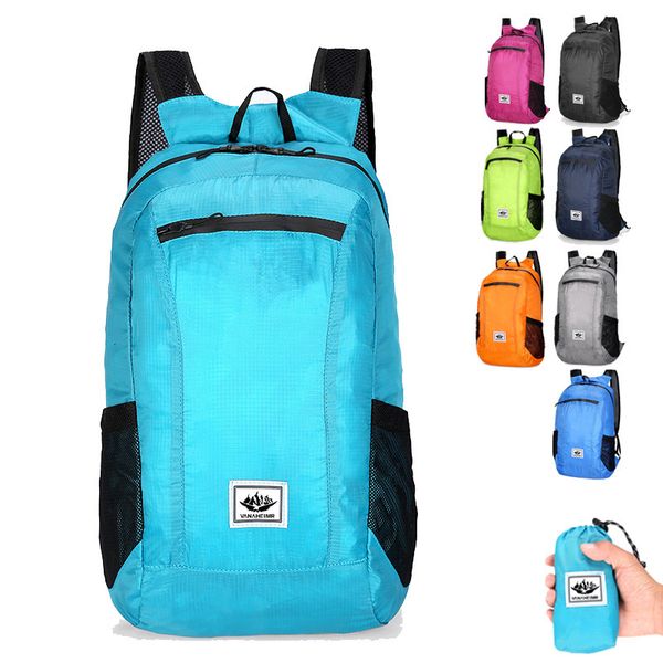 Borse da esterno 20L Leggero portatile pieghevole Zaino impermeabile Borsa pieghevole Ultralight Pack per donna Uomo Viaggi Escursionismo 230617