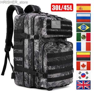 Buitenzakken 30L/45L Camping Hunting Backpack Men Women Militaire Tactische rugzak 3p Army Molle Assault Bag Waterdichte reiswandeling Bagsl23122222222