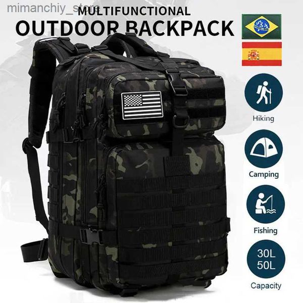 Bolsas al aire libre 30L/50L 3p Mochila táctica para hombres Accesorios de caza de campamento Camuflaje de camuflaje Bolsa Mol Mol Rucksacks Q231130