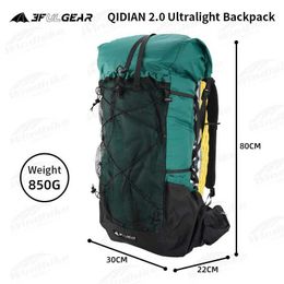 Buitenzakken 3F UL -uitrusting Qidian2.0 Outdoor 40L+16L Ultra Light Backpack Dames/Mens Fashion High Capaciteit Bag Nylon Waterdichte campingzak Q240521