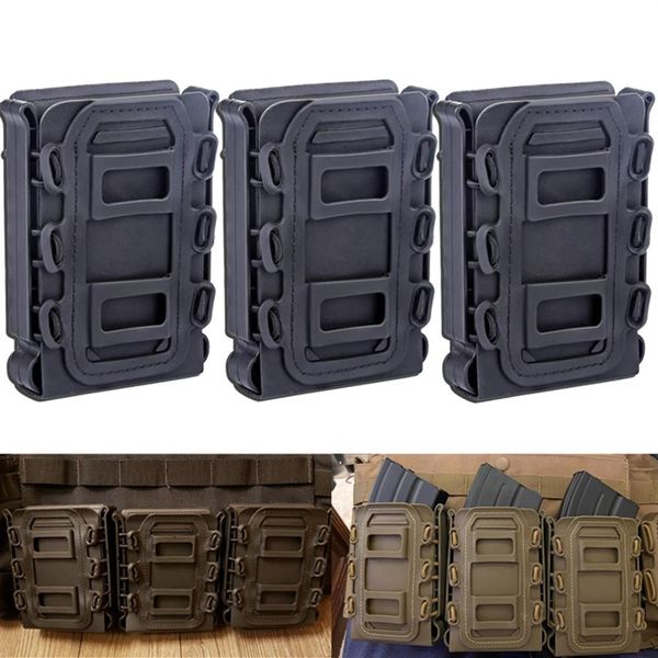 Sacs en plein air 3pcs tactique rapide Mag TPR flexible Molle Magazine Pouch Carrier pour Ar15 M4 556762 Mag Pouch Rifle Pistol Magazine H2279