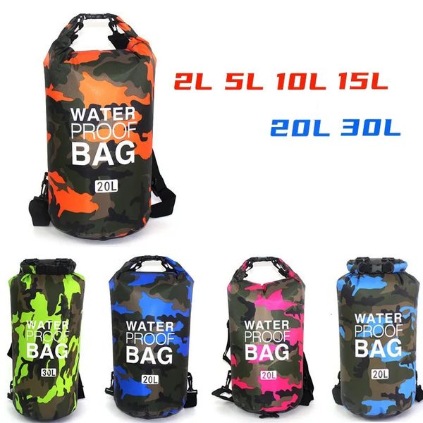 Sacs extérieurs 6 taille Camouflage Boulage Kayak PVC Sac sec étanche à plongée légère Camping Floating Randonnée Voyage de natation 231114