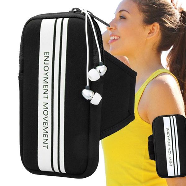 Bolsas para exteriores, brazalete, soporte para teléfono móvil, bolsa para brazo para caminar, manga resistente al agua, correa ajustable, bolsillo con cremallera para correr