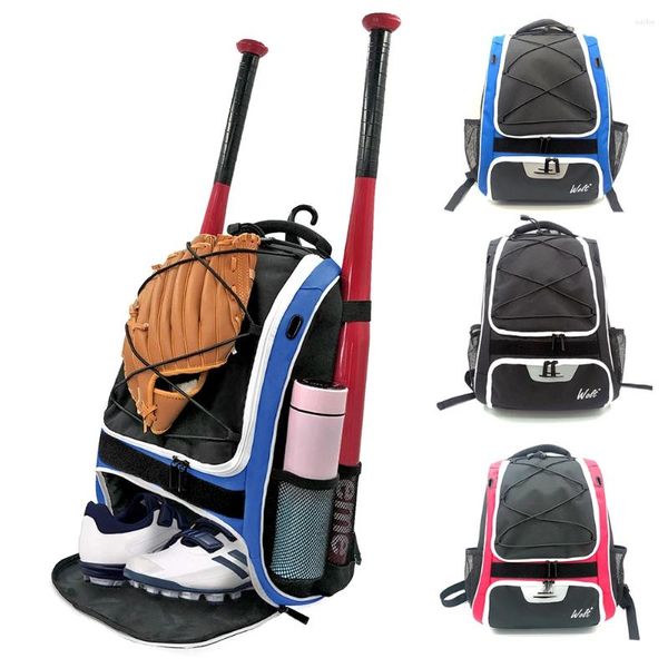 Sacs extérieurs Bat à dos de sac à dos de baseball avec chaussures à crochet de clôture Compartiment grande capacité multiples poches pour le football de softball