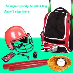 Bolsas al aire libre mochila de béisbol bolso de bate de softball con zapatos de gancho de cerca compartimento gran capacidad para tenis