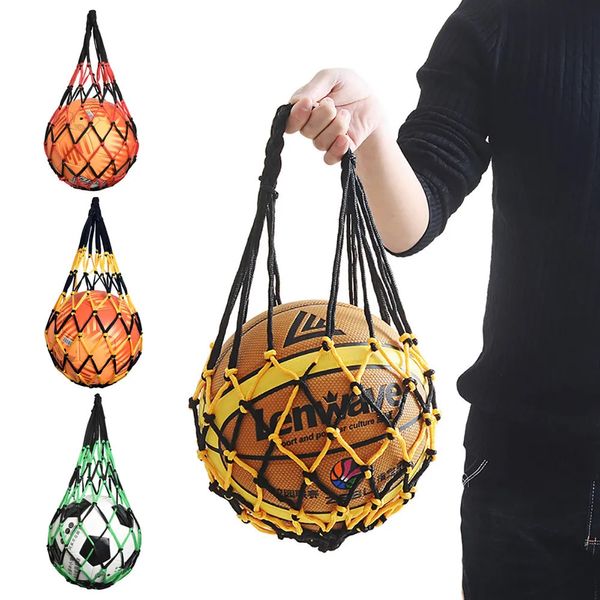 Sacs de plein air Sac de filet de basket-ball Sac de rangement en nylon tissé Sac de transport de balle unique Équipement portable Sports de plein air Football Sac de volley-ball 231011