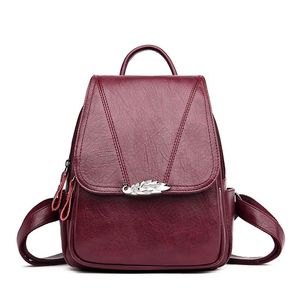 Bolsos al aire libre Cinturón Cremallera Diseño Mochila Mujer Mochilas de cuero para adolescentes Niñas Mujeres Mochila escolar Mochila Femina Sac A Dos