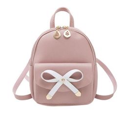 Sacs de plein air Big Bowknot Mini sacs à dos pour femmes mignon rose PU cuir Kawaii sac à dos adolescents sac à bandoulière cartables filles Fem6012311