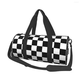 Sacs de plein air Noir Blanc Damier Sport Cool CFashion Gym Accessoires Sac Étanche Hommes Femmes Sac À Main Voyage Rétro Fitness