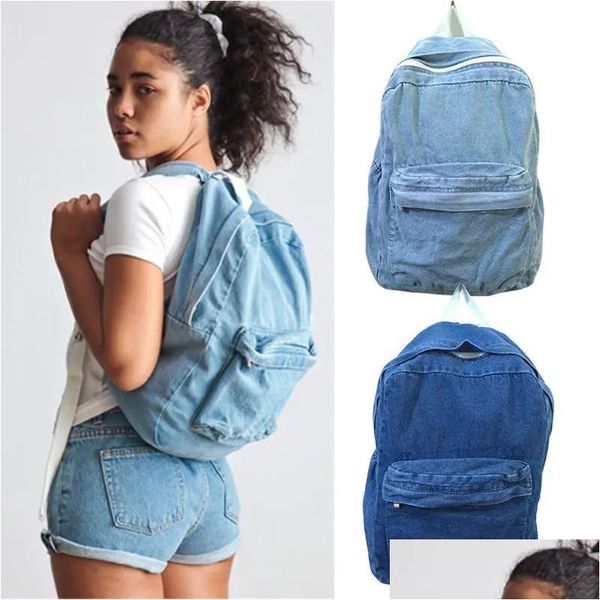 Bolsas al aire libre Niñas para niños uni vintage jean jean bolsan bolsas de viaje de viajes coincidentes de la mochila de entrega deportes al aire libre otvd8