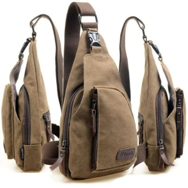 Bolsas al aire libre Bolsas de pecho de lona Deportes Multifuncional Satchel al aire libre Boston Bag Moda Hombres Viaje Sling Pack Crossbody Bag 231011