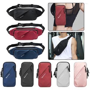 Sacs de plein air sac banane décontracté sac de téléphone portable multicolore avec 4 poches à glissière pour hommes femmes taille bras course Sports