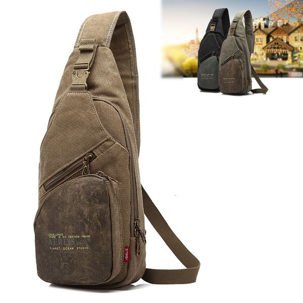 Sacs de plein air Sac de poitrine décontracté pour hommes sac à bandoulière d'affaires sac de messager Vintage toile mode sac de taille Sports de plein air marque sac à bandoulière 230921