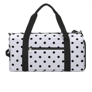 Sacs de plein air Classique Polka Dot Sac de sport Blanc Noir Polkadots Rétro Modèle Hommes Bagages Gym Accessoires Fitness Sacs à main