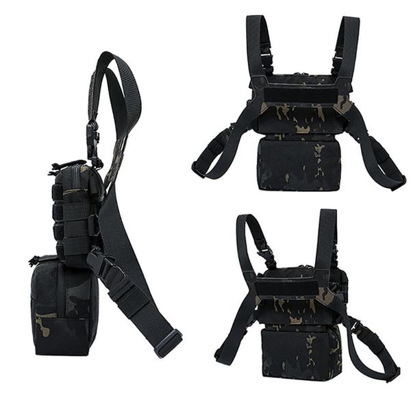 Sacs de plein air Amovible Nylon Poitrine Rig Sac Sangle Réglable Grande Capacité Multi-fonction Sports Poches Chasse Gilet Cadeau Pratique