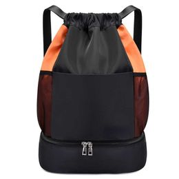 Sacs de plein air Esportes dos homens cordon mochila feminina leve ginsio estilo de fitness praia grande treinamento sapato basquete sacos viagem prova J230424