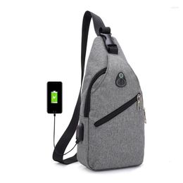 Sacs de plein air Mode Casual Hommes Poitrine Pack Single Épaule USB Charge Sac Bandoulière Mâle Anti-vol Sangle Retour