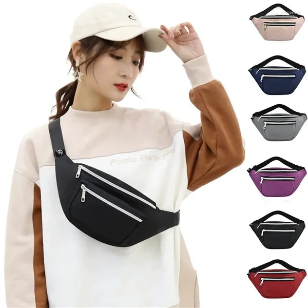 Sacs extérieurs Fashion Sac de taille Femmes Men Fanny Pack 2 Zippers à ceinture épaule imperméable Phone mobile Place de voyage Place de voyage